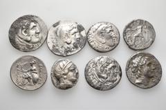 Group Lots A lot containing 8 silver coins. All: Greek. Tetradrachms. Fine to very fine. LOT SOLD AS IS, NO RETURNS. 8 coins in lot. From a European collection, formed before 2005.