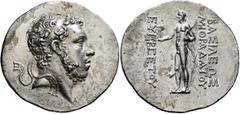 Greek KINGS OF PONTOS. Mithradates V Euergetes, circa 150-120 BC. Tetradrachm (Silver, 36 mm, 17.00 g, 12 h), Sinope. Diademed head of Mithradates V to right. Rev. BAΣIΛEΩΣ / MIΘPAΔATOY - EYΕΡΓΕΤΟΥ Ap