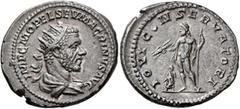 Roman Imperial Macrinus, 217-218. Antoninianus (Silver, 24 mm, 6.91 g, 6 h), Rome, spring-summer 217. IMP C M OPEL SEV MACRINVS AVG Radiate and draped bust of Macrinus to right, seen from behind. Rev.