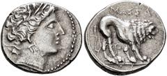 Greek GAUL. Massalia. Circa 280-225 BC. Drachm (Silver, 16 mm, 2.74 g, 7 h). Laureate head of Artemis to right, wearing triple-pendant earring. Rev. MAΣΣA Lion walking to right; below, P. Depeyrot 32.
