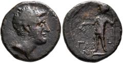 Roman Provincial SYRIA, Decapolis. Nysa-Scythopolis. Pseudo-autonomous issue. AE (Bronze, 19 mm, 5.03 g, 12 h), struck under the proconsul, Aulus Gabinius, CY 10 = 55/4 BC. Bare head of Aulus Gabinius