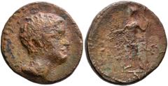 Roman Provincial SYRIA, Decapolis. Nysa-Scythopolis. Pseudo-autonomous issue. AE (Bronze, 19 mm, 4.72 g, 12 h), struck under the proconsul, Aulus Gabinius, CY 8 = 57/6 BC. Bare head of Aulus Gabinius 
