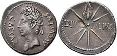 Roman Imperial Augustus, 27 BC-AD 14. Denarius (Silver, 21 mm, 3.46 g, 5 h), uncertain mint in Spain (Colonia Patricia?), circa 19/8 BC. CAESAR AVGVSTVS Head of Augustus to left, wearing oak wreath. R