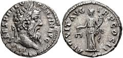 Roman Imperial Pertinax, 193. Denarius (Silver, 18 mm, 2.77 g, 6 h), Rome, 193. IMP CAES P HELV PERTIN AVG Laureate head of Pertinax to right. Rev. AEQVIT AVG TR P COS II Aequitas standing front, head