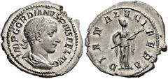 Roman Imperial Gordian III, 238-244. Denarius (Silver, 21 mm, 2.72 g, 6 h), Rome, Summer 241. IMP GORDIANVS PIVS FEL AVG Laureate, draped and cuirassed bust of Gordian III to right, seen from behind. 