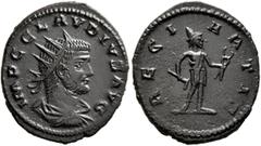 Roman Imperial Claudius II Gothicus, 268-270. Antoninianus (Bronze, 21 mm, 3.46 g, 12 h), Antiochia, 268-269. IMP C CLAVDIVS AVG Radiate, draped and cuirassed bust of Claudius II to right, seen from b