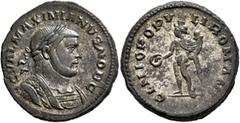 Roman Imperial Galerius, as Caesar, 293-305. Follis (Silvered bronze, 27 mm, 10.32 g, 12 h), Londinium, circa 296-303. C VAL MAXIMIANVS NOB C Laureate and cuirassed bust of Galerius to right. Rev. GEN