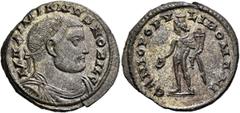 Roman Imperial Galerius, as Caesar, 293-305. Follis (Silvered bronze, 29 mm, 8.79 g, 6 h), Londinium, circa 303-305. MAXIMIANVS NOBIL C Laureate, draped and cuirassed bust of Galerius to right. Rev. G