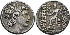 Greek SELEUKID KINGS. Antiochos XIII Philadelphos (Asiatikos), second reign, 65/4 BC (?). Tetradrachm (Silver, 26 mm, 15.08 g, 1 h), Antiochia on the Orontes. Diademed head of Antiochos XIII to right.