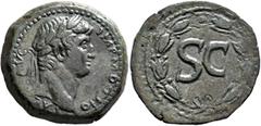 Roman Provincial SYRIA, Seleucis and Pieria. Antioch. Otho, 69. As (Bronze, 23 mm, 7.13 g, 12 h). IMP•M•OTHO [C]AE AVG Laureate head of Otho to right. Rev. Large S C within wreath. McAlee 323. RPC I 4