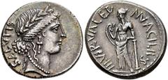 Roman Republican & Imperatorial Man. Acilius Glabrio, 49 BC. Denarius (Silver, 18 mm, 4.00 g, 5 h), Rome. SALVTIS Head of Salus to right, wearing laurel wreath, pendant earring and pearl necklace. Rev
