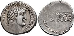 The collection of Roman Imperatorial coins of Martinus J. L. Janssen Mark Antony, 44-30 BC. Denarius (Silver, 21 mm, 3.84 g, 8 h), with M. Junius Silanus, quaestor pro consule. Military mint moving wi