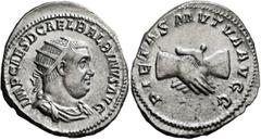 Roman Imperial Balbinus, 238. Antoninianus (Silver, 23 mm, 4.60 g, 12 h), Rome, circa April-June 238. IMP CAES D CAEL BALBINVS AVG Radiate, draped and cuirassed bust of Balbinus to right. Rev. PIETAS 