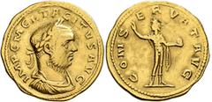 Roman Imperial Tacitus, 275-276. Aureus (Gold, 21 mm, 5.04 g, 12 h), Antiochia, circa January-June 276. IMP C M CL TACITVS AVG Laureate, draped and cuirassed bust of Tacitus to right. Rev. CONSERVAT A