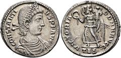 Roman Imperial Constantius II, 337-361. Siliqua (Silver, 21 mm, 3.14 g, 11 h), Thessalonica, spring 340-March 350. CONSTANTI-VS P F AVG Pearl-diademed, draped and cuirassed bust of Constantius II to r