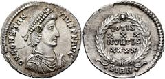 Roman Imperial Constantius II, 337-361. Siliqua (Silver, 22 mm, 2.84 g, 12 h), Sirmium, September 351-November 355. D N CONSTAN-TIVS P F AVG Pearl-diademed, draped and cuirassed bust of Constantius II