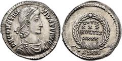 Roman Imperial Constantius II, 337-361. Siliqua (Silver, 22 mm, 3.24 g, 6 h), Sirmium, September 351-November 355. D N CONSTAN-TIVS P F AVG Pearl-diademed, draped and cuirassed bust of Constantius II 