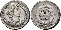 Roman Imperial Constantius II, 337-361. Siliqua (Silver, 21 mm, 3.22 g, 12 h), Sirmium, September 351-November 355. D N CONSTAN-TIVS P F AVG Pearl-diademed, draped and cuirassed bust of Constantius II