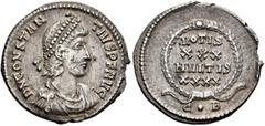 Roman Imperial Constantius II, 337-361. Siliqua (Silver, 21 mm, 3.16 g, 6 h), Constantinopolis, March 351-November 355. D N CONSTAN-TIVS P F AVG Pearl-diademed, draped and cuirassed bust of Constantiu