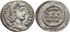 Roman Imperial Constantius II, 337-361. Siliqua (Silver, 21 mm, 3.29 g, 6 h), Thessalonica, December 350-November 355. D N CONSTAN-TIVS P F AVG Pearl-diademed, draped and cuirassed bust of Constantius
