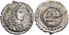 Roman Imperial Constantius II, 337-361. Siliqua (Silver, 21 mm, 3.21 g, 6 h), Sirmium, November 355-summer 361. D N CONSTAN-TIVS P F AVG Pearl-diademed, draped and cuirassed bust of Constantius II to 