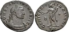 The Rauceby Hoard: BM Plate Coins Constantius I, as Caesar, 293-305. Follis (Bronze, 29 mm, 9.34 g, 5 h), Treveri, circa 298-299. CONSTANTIVS NOBIL C Laureate and cuirassed bust of Constantius I to ri
