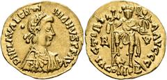 Early Medieval & Islamic UNCERTAIN GERMANIC TRIBES, Pseudo-Imperial coinage. Circa 430-450. Solidus (Gold, 21 mm, 4.48 g, 12 h), imitating Valentinian III (425-455), uncertain mint in Gaul. D N PLΛ VΛ