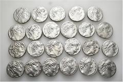 Group Lots A lot containing 23 silver coins. All: Seleukid Tetradrachms. Very fine to godd very fine, but harshly cleaned. LOT SOLD AS IS, NO RETURNS. 23 coins in lot. Ex Leu Web Auction 26, 8-13 July