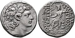 Greek SELEUKID KINGS. Antiochos XIII Philadelphos (Asiatikos), second reign, 65/4 BC (?). Tetradrachm (Silver, 26 mm, 15.24 g, 12 h), Antiochia on the Orontes. Diademed head of Antiochos XIII to right