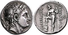 The Basileia Hellenika Collection of Exceptional Tetradrachms KINGS OF MACEDON. Demetrios I Poliorketes, 306-283 BC. Tetradrachm (Silver, 27 mm, 17.43 g, 11 h), Amphipolis, circa 289-288. Diademed and