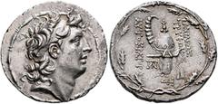 The Basileia Hellenika Collection of Exceptional Tetradrachms SELEUKID KINGS. Tryphon, circa 142-138 BC. Tetradrachm (Silver, 32 mm, 16.64 g, 12 h), Antiochia on the Orontes. Diademed head of Tryphon 