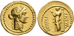 Roman Republican & Imperatorial C. Vibius Varus, 42 BC. Aureus (Gold, 20 mm, 8.02 g, 8 h), Rome. Laureate head of Apollo to right. Rev. C•VIBIVS / VARVS Venus, half nude and seen from behind, standing