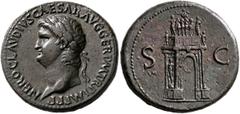 Roman Imperial Nero, 54-68. Sestertius (Orichalcum, 35 mm, 26.78 g, 6 h), Rome, circa 64-65. NERO CLAVDIVS CAESAR AVG GER P M TR P IMP P P Laureate head of Nero to left. Rev. S - C Triumphal arch, sho