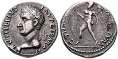 Roman Imperial Vitellius, as Imperator. 2 January-18 July 69. Denarius (Subaeratus, 17 mm, 3.05 g, 6 h), uncertain mint in the Rhine Valley. 'Plated Jupiter-Vesta Group', imperatorial portrait issue. 