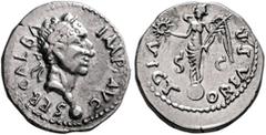 Roman Imperial Galba, 68-69. Denarius (Silver, 28 mm, 3.56 g, 6 h), uncertain mint in North Africa (Carthago?), October 68-15 January 69. SER•GALBA IMP•AVG Laureate head of Galba to right, globe at po