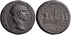 Roman Imperial Trajan, 98-117. Sestertius (Orichalcum, 34 mm, 25.63 g, 6 h), Rome, circa 103-104. IMP CAES NERVAE TRAIANO AVG GER DAC P M TR P COS V P P Laureate head of Trajan to right, wearing aegis