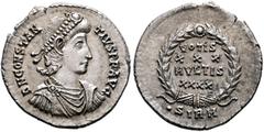 Roman Imperial Constantius II, 337-361. Siliqua (Silver, 22 mm, 3.37 g, 12 h), Sirmium, 351-355. D N CONSTAN-TIVS P F AVG Pearl-diademed, draped and cuirassed bust of Constantius II to right. Rev. VOT