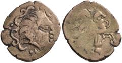 Celtic CELTIC, Central Gaul. Pictones. Circa 100-50 BC. Stater (Electrum, 23 mm, 6.33 g, 12 h). Celticized head to right, with four large locks of hair raised into S-shaped curls. Rev. Victory in biga