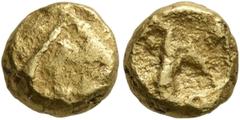 Celtic CELTIC, Northeast Gaul. Morini. 58-50 BC. 1/4 Stater (Gold, 9 mm, 1.92 g). Irregular bulge. Rev. Two lines. D&T 249. Scheers, TC 297, 13 / Pl. V, 114. Fine. Ex Chaponnière & Firmenich and Hess 