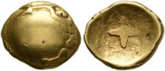Celtic CELTIC, Central Europe. Vindelici. 2nd-1st century BC. 1/4 Stater (Gold, 11 mm, 1.85 g), 'Regenbogenschüsselchen', Stern Type. Blank convex surface, with traces of design around the edges. Rev.