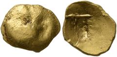 Celtic CELTIC, Central Europe. Boii. 1st century BC. 1/8 Stater (Gold, 10 mm, 0.93 g), late Athena-Alkis-series. Flat irregular bulge. Rev. T within irregular incuse. Dembski 510. Flesche -, cf. 461. 