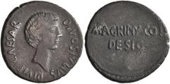 Roman Republican & Imperatorial Octavian and Agrippa. Denarius (Silver, 18 mm, 2.58 g, 11 h), a contemporary imitation, 38 BC, or slightly later. DIVOS IVLIVS DIVI F CAESAR (sic!) Bare head of Octavia