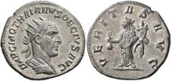 Roman Imperial Trajan Decius, 249-251. Antoninianus (Silver, 22 mm, 4.22 g, 1 h), Antioch. IMP C M Q TRAIANVS DECIVS AVG Radiate and cuirassed bust of Trajan Decius to right, seen from behind. Rev. VE