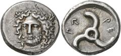 Greek DYNASTS OF LYCIA. Perikles, circa 380-360 BC. 1/3 Stater (Silver, 15 mm, 3.11 g). Laureate and draped bust of Perikles facing slightly to left, drapery around neck . Rev. 𐊓𐊁-𐊕𐊆-[𐊋𐊍𐊁] ('Pe