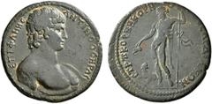 Roman Provincial LYDIA. Sardis. Antinoüs, died 130. Medallion (Bronze, 34 mm, 21.10 g, 6 h), P. Cornelius Cornutus, strategos, 131. ANTINOOC HPΩC - ЄΠIΦANHC Bare-headed, heroic nude three-quarter bust