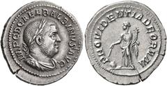 Roman Imperial Balbinus, 238. Denarius (Silver, 20 mm, 3.29 g, 12 h), Rome, circa April-June 238. IMP C D CAEL BALBINVS AVG Laureate, draped and cuirassed bust of Balbinus to right. Rev. PROVIDENTIA D