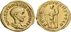 Roman Imperial Herennius Etruscus, as Caesar, 249-251. Aureus (Gold, 19 mm, 4.80 g, 12 h), Rome, circa 250-251. Q HER ETR MES DECIVS NOB C Bare-headed and draped bust of Herennius Etruscus to right, s