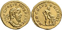 Roman Imperial Postumus, Romano-Gallic Emperor, 260-269. Aureus (Gold, 20 mm, 5.66 g, 1 h), Cologne, early 262. IMP C POSTVMVS P F AVG Radiate, draped and cuirassed bust of Postumus to right. Rev. HER