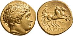 Greek KINGS OF MACEDON. Philip II, 359-336 BC. Stater (Gold, 18 mm, 8.59 g, 6 h), Pella, struck under Philip II or Alexander III, circa 340-328. Laureate head of Apollo to right. Rev. ΦΙΛΙΠΠOY Chariot