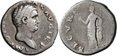 Roman Imperial Otho, 69. Denarius (Silver, 18 mm, 2.95 g, 7 h), Rome. IMP OTHO CAESAR AVG TR P Bare head of Otho to right. Rev. SECVRI[TAS P R] Securitas standing front, head to left, holding wreath i